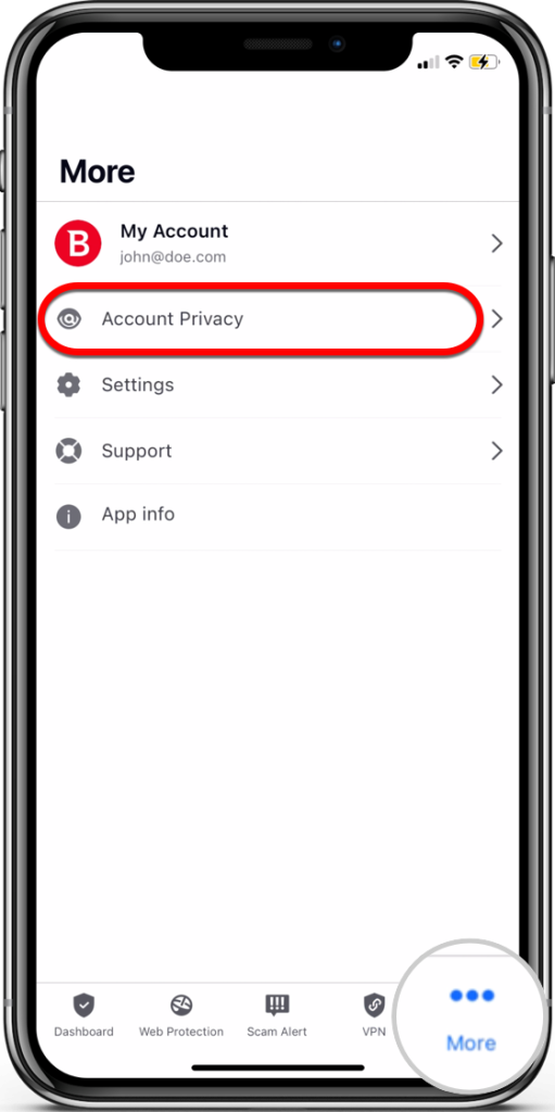 Confidentialité des comptes pour iOS