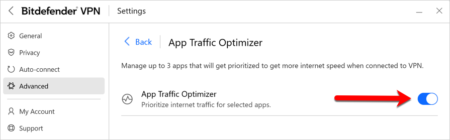 Activer la fonctionnalité App Traffic Optimizer