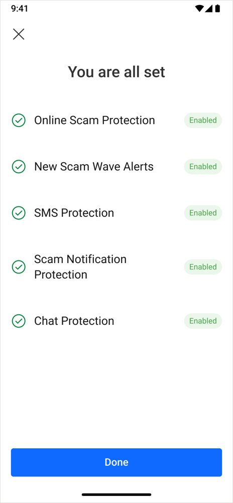 Set up Scam Copilot - Android. Terminé