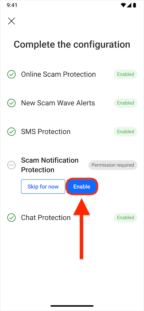 Scam Notification Protection - set up Scam Copilot Android