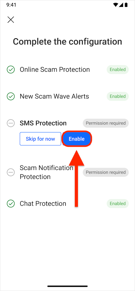 SMS Protection - set up Scam Copilot Android